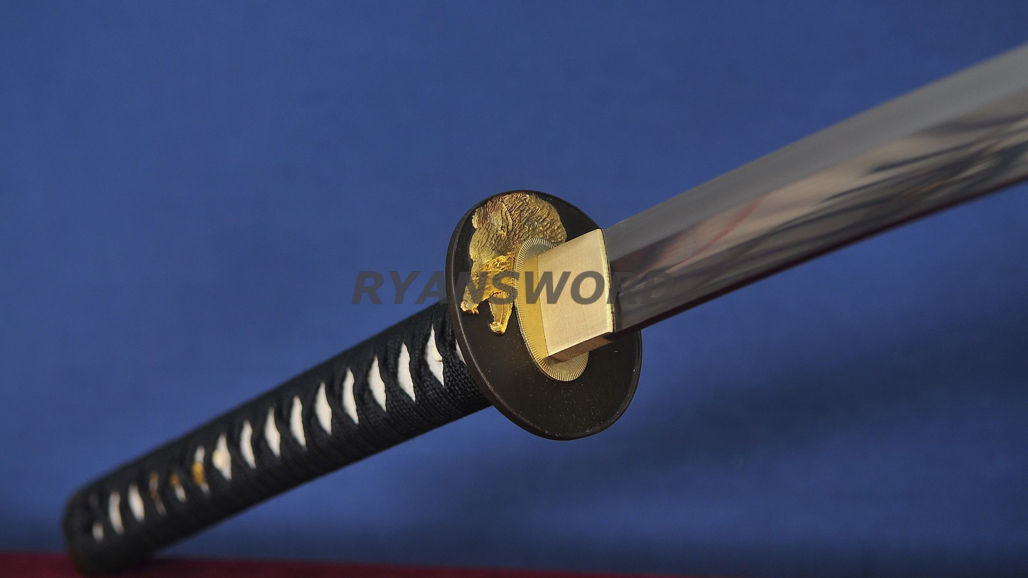 Katana 1095 High Carbon Steel Wolf Tsuba--Ryan1447,$150.00