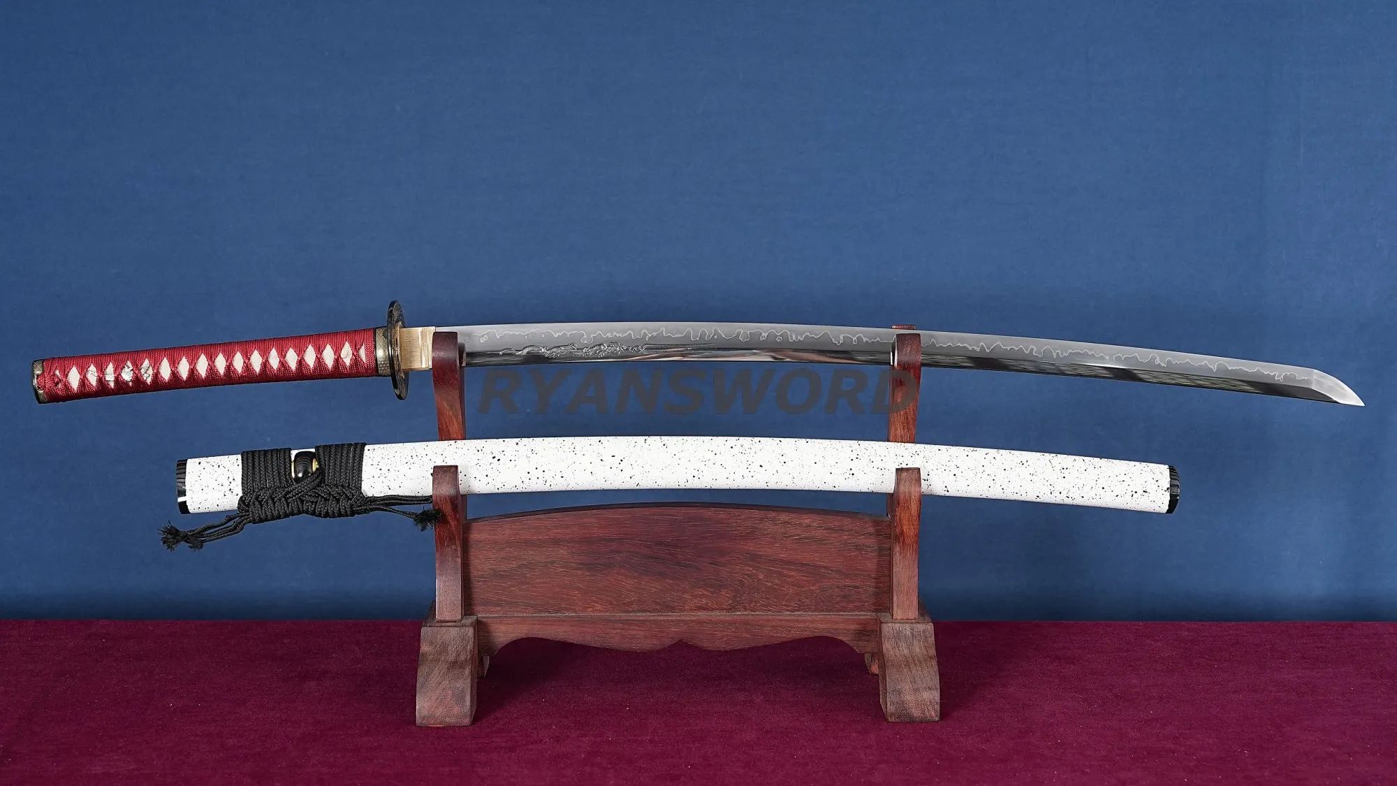 Katana Clay Tempered Hazuya+Jizuya Polish Dragon Engraving,$288.00