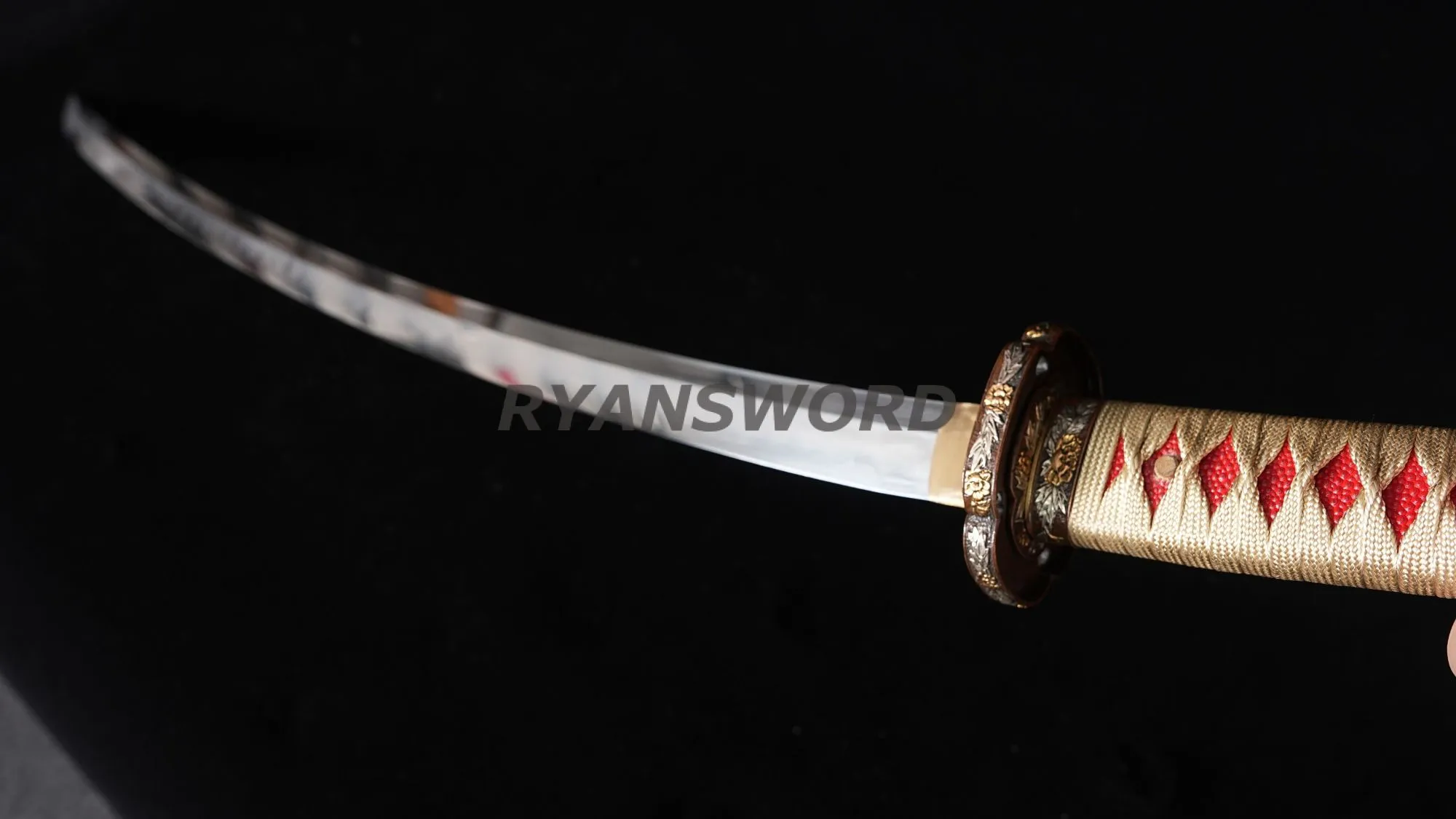 Tachi Clay Tempered Ebony Saya Copper Tsuba Hazuya Polish--Ryan712