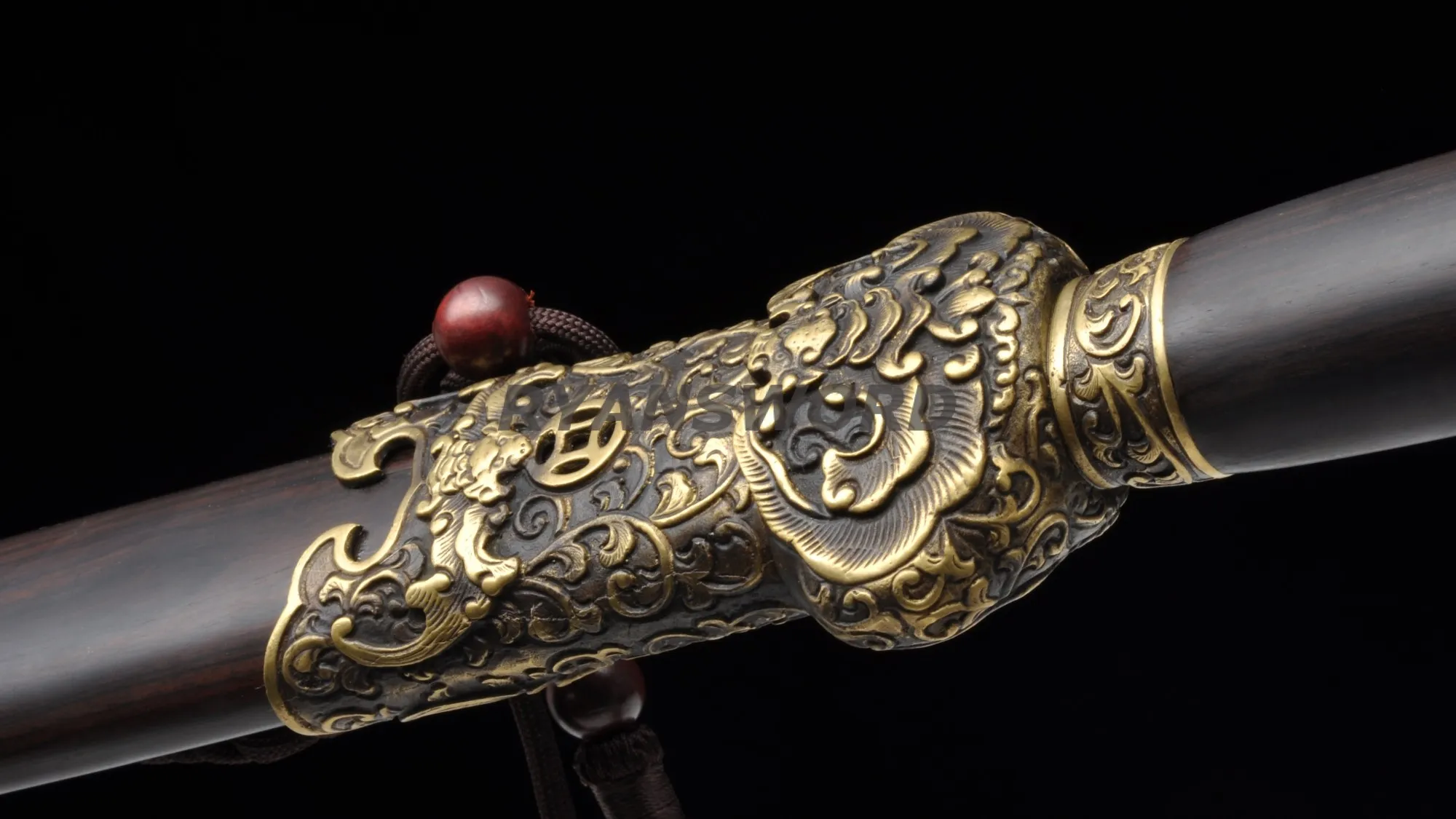 Small Jin Fu Jian Chinese Sword Double Edge Ebony Scabbard Hand