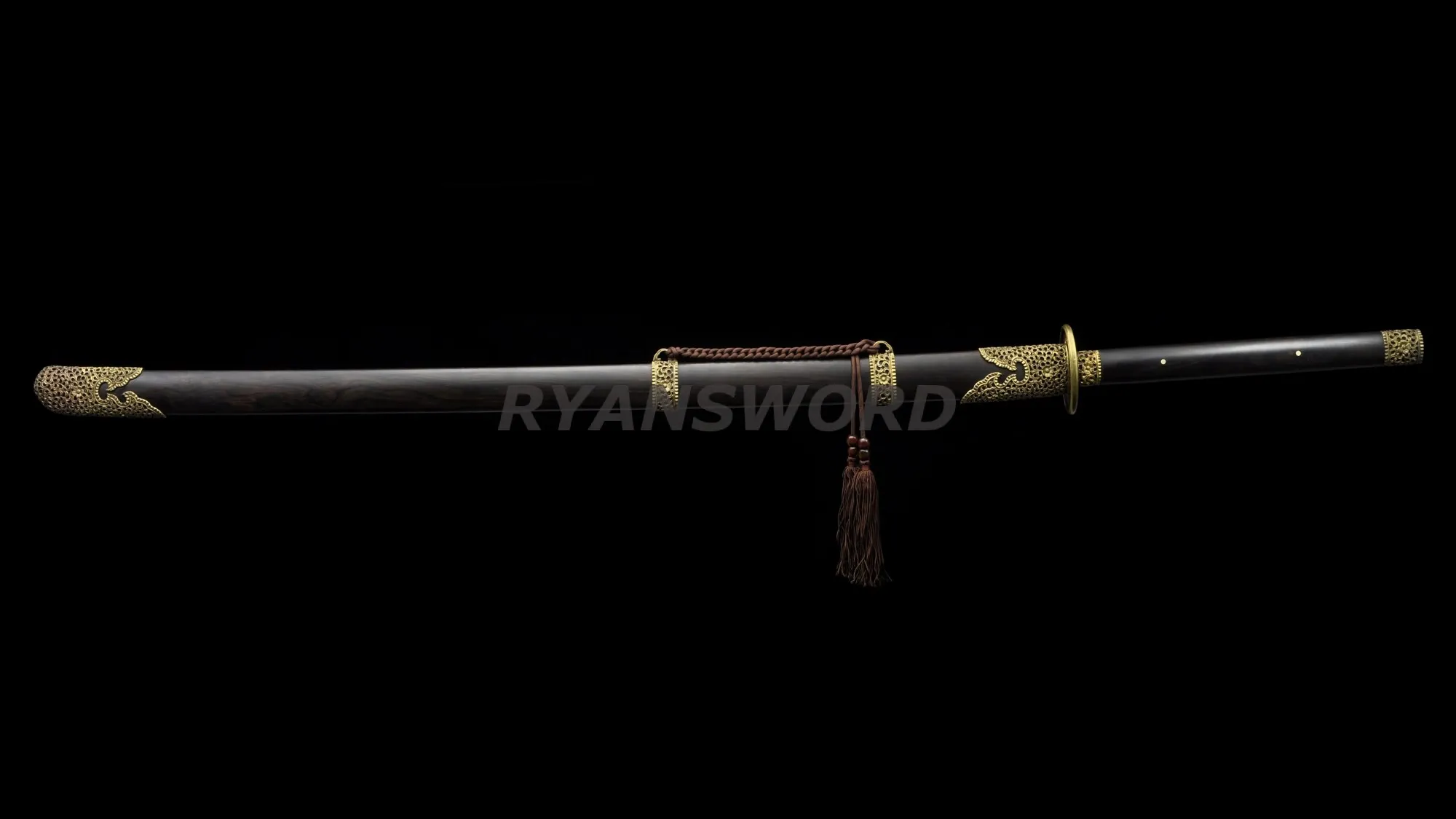 Miao Dao Chinese Sword Decorative-Cutting Fittings Ebony Scabbard